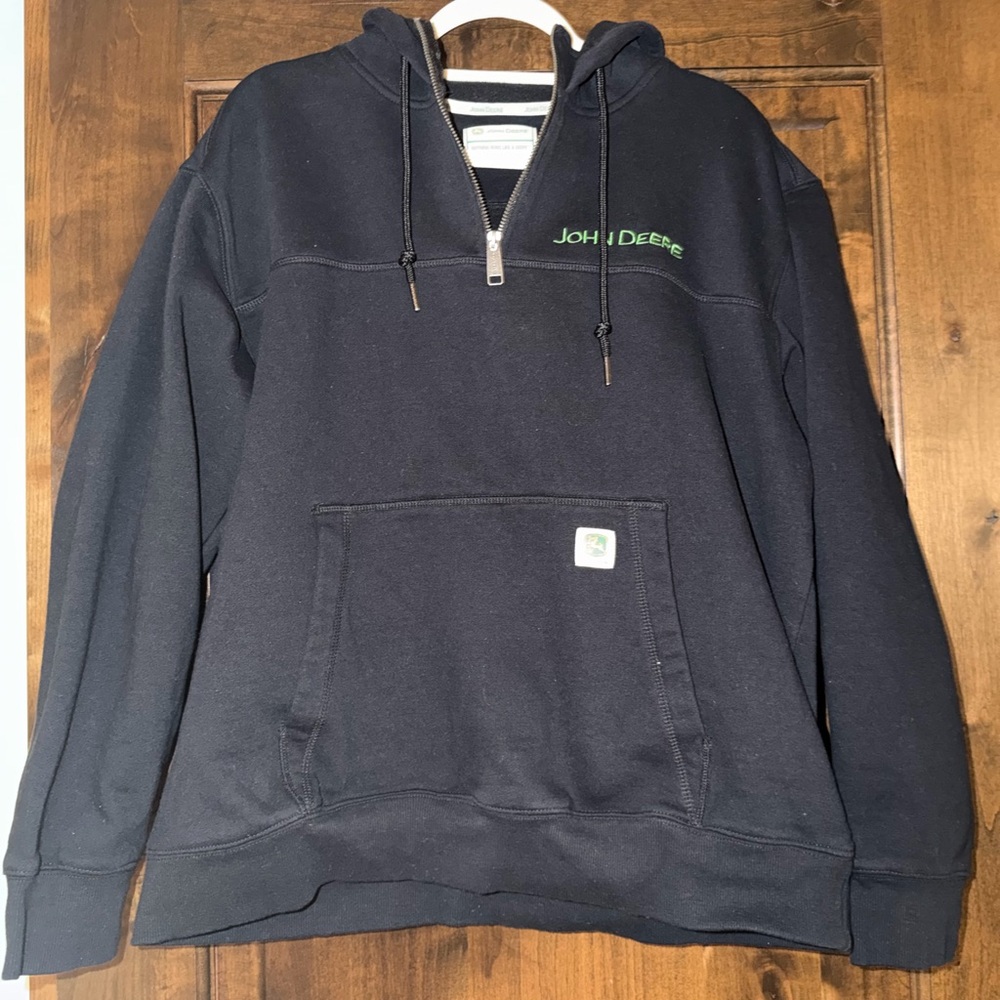 John Deere Men's Black Zip-Up Sweater